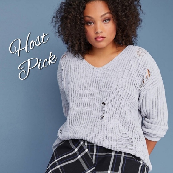Lane Bryant Sweaters - NWT Fast Lane Deconstructed Chenille Sweater
